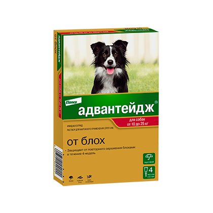 Адвантейдж для собак 10–25 кг — 4 пипетки по 2,5 мл
