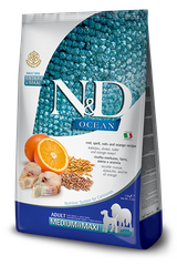 Farmina N&D Ocean Cod, Spelt, Oats & Orange Adult Medium & Maxi — пакет 2,5 кг