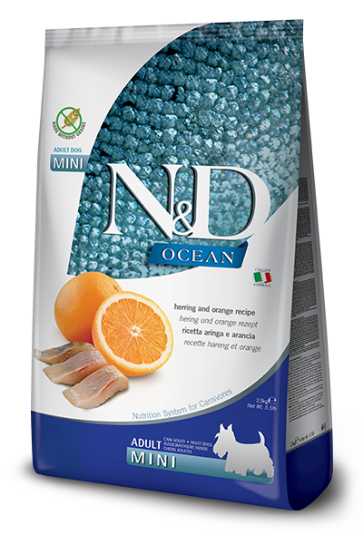 Farmina N&D Ocean Herring & Orange Adult Mini — пакет 2,5 кг