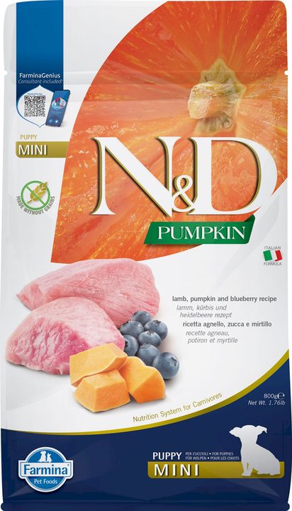 Farmina N&D Pumpkin Lamb & blueberry Puppy Mini — пакет 800 г
