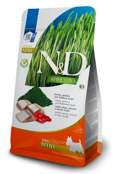 Farmina N&D Spirulina Herring, Spirulina and Wolfberry adult mini — пакет 2 кг