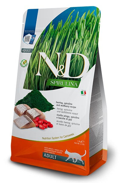 Farmina N&D Spirulina Herring, Spirulina and Wolfberry adult Cat — пакет 1,5 кг