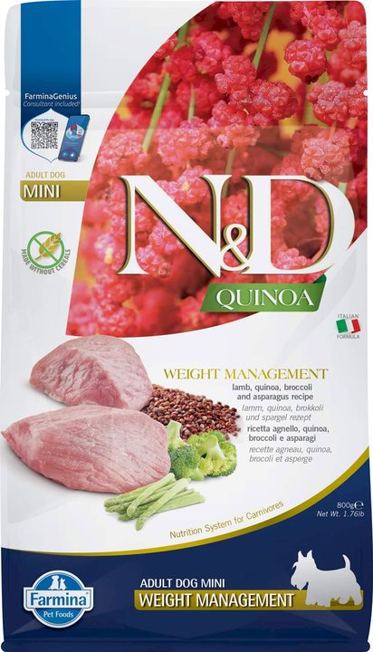 Farmina N&D Quinoa Weight Management Lamb Adult Mini — пакет 800 г
