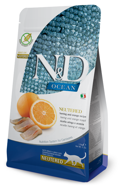 Farmina N&D Ocean Neutered, Herring & Orange Adult — пакет 1,5 кг