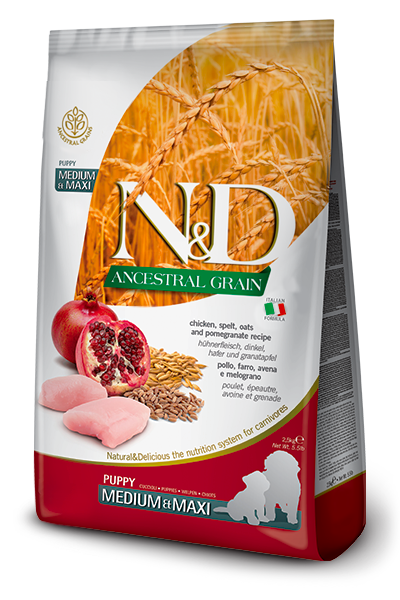 Farmina N&D Ancestral Grain Chicken & Pomegranate Puppy Medium & Maxi — пакет 2,5 кг