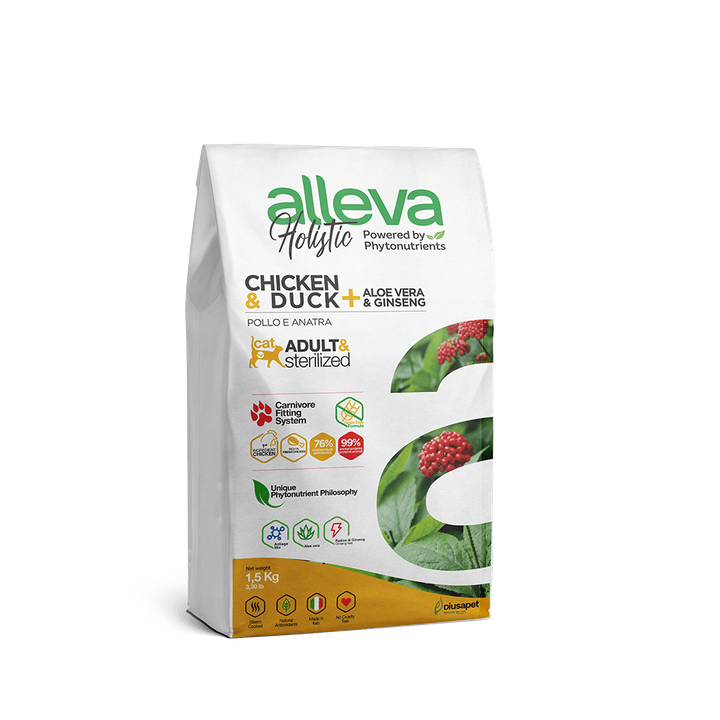 Alleva Holistic Chicken & Duck + Aloe Vera & Ginseng Adult Cat — пакет 1,5 кг