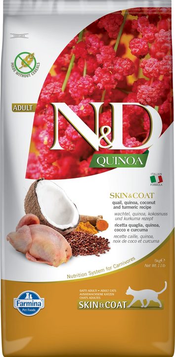 Farmina N&D Quinoa Skin & Coat Quail Adult Cat — пакет 5 кг