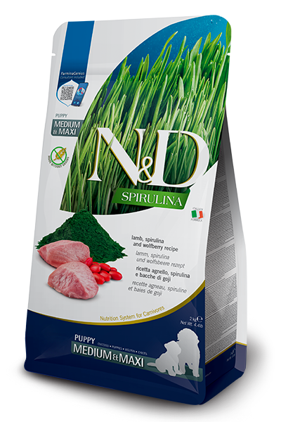Farmina N&D Spirulina Lamb, Spirulina and Wolfberry puppy medium & maxi — пакет 2 кг