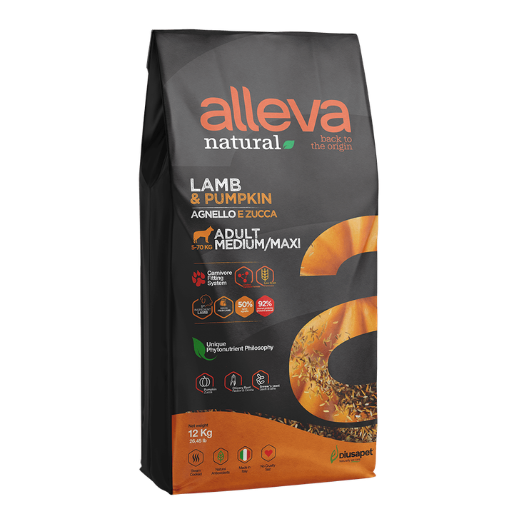 Alleva Natural Lamb & Pumpkin Adult Medium/Maxi — пакет 12 кг